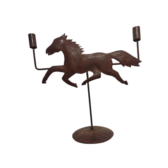 Rustic Metal Horse Candle Holder Primitive Ranch Equestrian Folk Art Vane Vtg - Picture 11 of 11